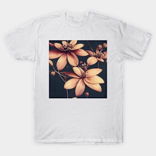 Vintage Brown Floral Pattern T-Shirt